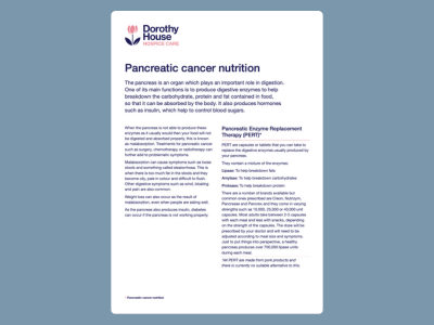 Pancreatic Cancer Nutrition - Dorothy House