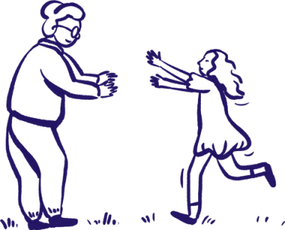 Illustration of a child running to embrace their grandparent